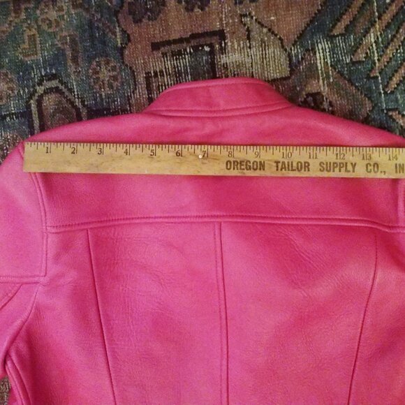 COACH Pink Ruby Leather Moto Racer Jacket Size Small - Picture 14 of 16